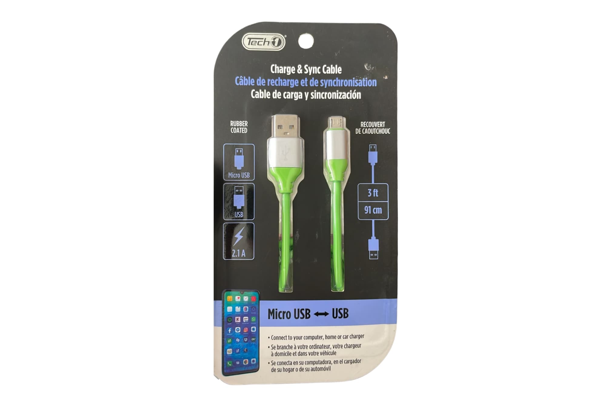 Cable de Carga USB-A a Micro USB de 91cm