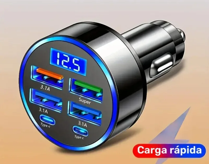 Cargador De Carro 4 USB-A + 2 USB-C