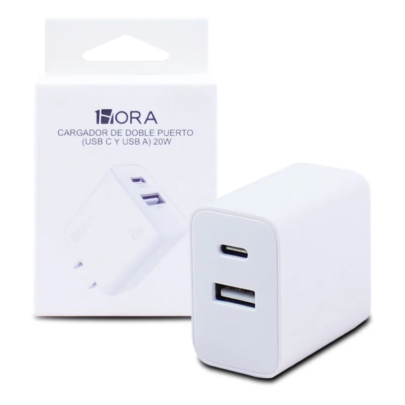 Cargador de Doble Puerto Carga Rápida 20W