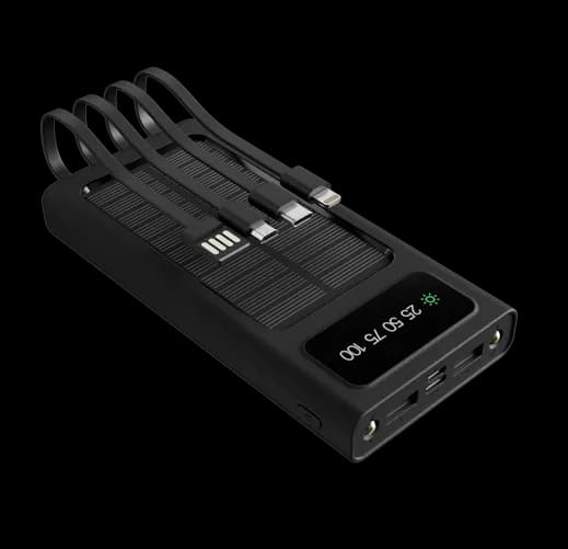 Powerbank Solar 10000 mAh con 4 Cables