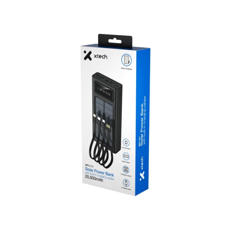 Powerbank Solar 20000 mAh con 4 Cables