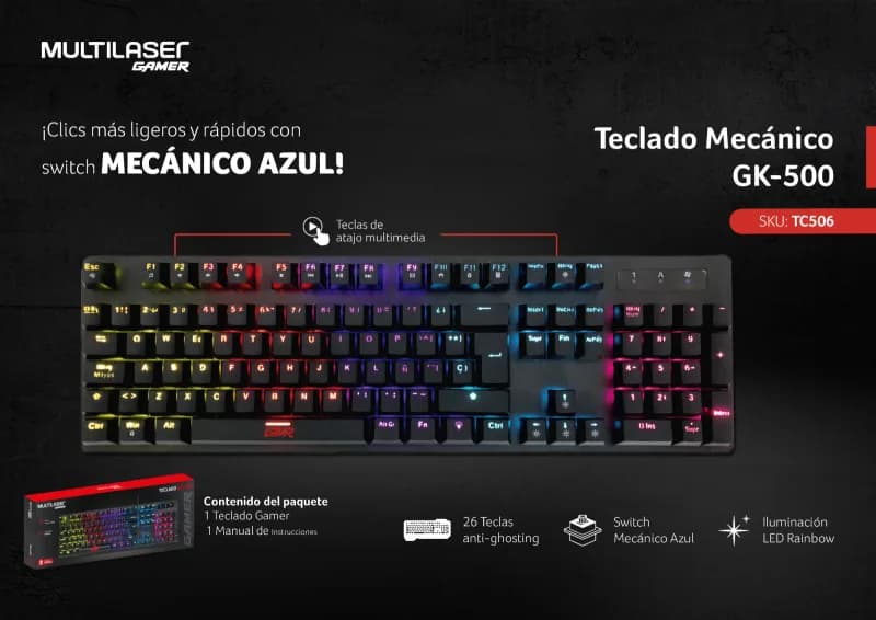 Teclado Mecánico Gamer en Español - Switch Azul